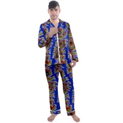 Authentic Aboriginal Art - Waterholes (corella) Men s Long Sleeve Satin Pajamas Set