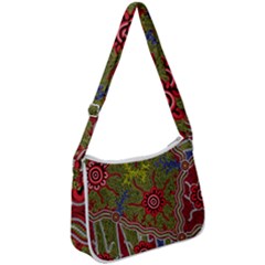 Authentic Aboriginal Art - Connections Zip Up Shoulder Bag