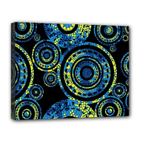 Authentic Aboriginal Art - Circles (paisley Art) Canvas 14  X 11  (stretched)