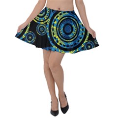 Authentic Aboriginal Art - Circles (paisley Art) Velvet Skater Skirt by hogartharts