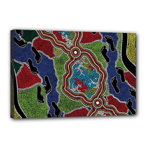 Authentic Aboriginal Art - Walking The Land Canvas 18  X 12  (stretched)