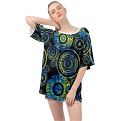 Authentic Aboriginal Art - Circles (paisley Art) Oversized Chiffon Top