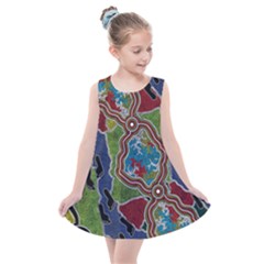 Authentic Aboriginal Art - Walking The Land Kids  Summer Dress