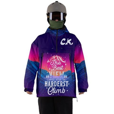 The Best 80s Synthwave Styled Landscape With Blue Grid Mountains Men s Ski And Snowboard Waterproof Breathable Jacket