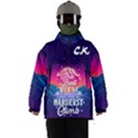 The Best 80s synthwave styled landscape with blue grid mountains Men s Ski and Snowboard Waterproof Breathable Jacket View1