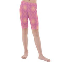 Fuzzy Peach Aurora Pink Stars Kids  Mid Length Swim Shorts by PatternSalad