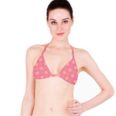 Fuzzy Peach Aurora Pink Stars Classic Bikini Top by PatternSalad