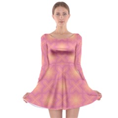 Fuzzy Peach Aurora Pink Stars Long Sleeve Skater Dress