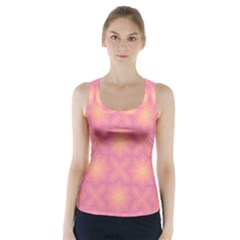 Fuzzy Peach Aurora Pink Stars Racer Back Sports Top by PatternSalad