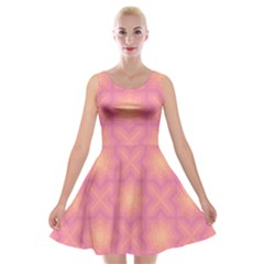 Fuzzy Peach Aurora Pink Stars Velvet Skater Dress by PatternSalad