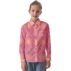 Fuzzy Peach Aurora Pink Stars Kids  Long Sleeve Shirt by PatternSalad