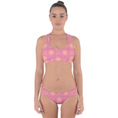 Fuzzy Peach Aurora Pink Stars Cross Back Hipster Bikini Set by PatternSalad