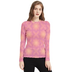 Fuzzy Peach Aurora Pink Stars Women s Long Sleeve Rash Guard by PatternSalad