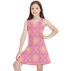 Fuzzy Peach Aurora Pink Stars Kids  Lightweight Sleeveless Dress
