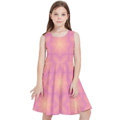 Fuzzy Peach Aurora Pink Stars Kids  Skater Dress by PatternSalad