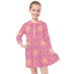 Fuzzy Peach Aurora Pink Stars Kids  Quarter Sleeve Shirt Dress by PatternSalad