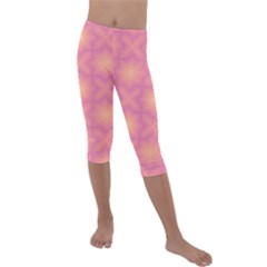 Fuzzy Peach Aurora Pink Stars Kids  Lightweight Velour Capri Leggings  by PatternSalad