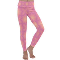 Fuzzy Peach Aurora Pink Stars Kids  Lightweight Velour Classic Yoga Leggings