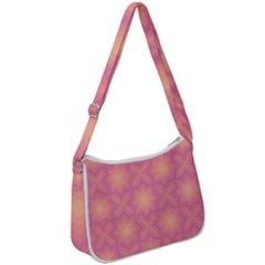 Fuzzy Peach Aurora Pink Stars Zip Up Shoulder Bag by PatternSalad