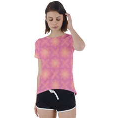 Fuzzy Peach Aurora Pink Stars Short Sleeve Open Back T-shirt by PatternSalad
