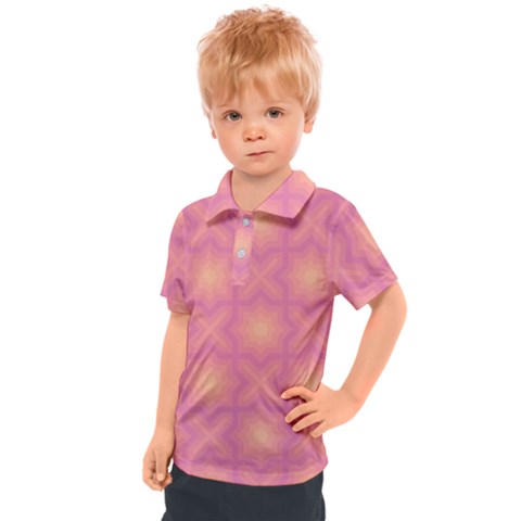 Fuzzy Peach Aurora Pink Stars Kids  Polo T-shirt by PatternSalad
