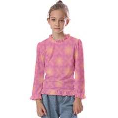 Fuzzy Peach Aurora Pink Stars Kids  Frill Detail T-Shirt