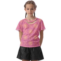 Fuzzy Peach Aurora Pink Stars Kids  Front Cut T-Shirt