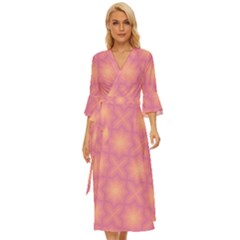 Fuzzy Peach Aurora Pink Stars Midsummer Wrap Dress by PatternSalad