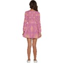 Fuzzy Peach Aurora Pink Stars Long Sleeve V-Neck Chiffon Dress  View4