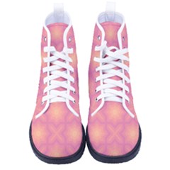 Fuzzy Peach Aurora Pink Stars Kid s High-top Canvas Sneakers by PatternSalad