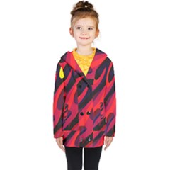Abstract Fire Flames Grunge Art, Creative Kids  Double Breasted Button Coat by nateshop