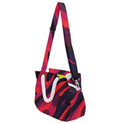 Abstract Fire Flames Grunge Art, Creative Rope Handles Shoulder Strap Bag by nateshop