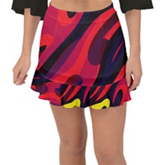 Abstract Fire Flames Grunge Art, Creative Fishtail Mini Chiffon Skirt by nateshop