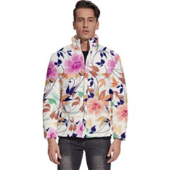Abstract Floral Background Men s Puffer Bubble Jacket Coat by nateshop