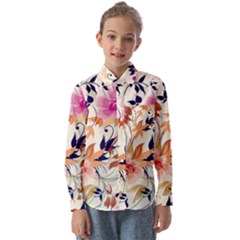 Abstract Floral Background Kids  Long Sleeve Shirt by nateshop