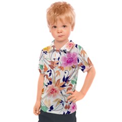 Abstract Floral Background Kids  Polo T-shirt