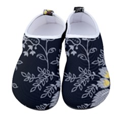 Black Background With Gray Flowers, Floral Black Texture Women s Sock-style Water Shoes by nateshop