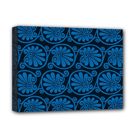 Blue Floral Pattern Floral Greek Ornaments Deluxe Canvas 16  X 12  (stretched)  by nateshop