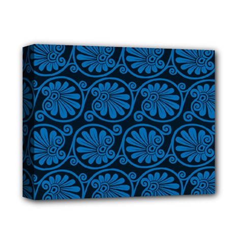Blue Floral Pattern Floral Greek Ornaments Deluxe Canvas 14  X 11  (stretched) by nateshop