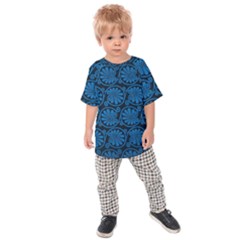 Blue Floral Pattern Floral Greek Ornaments Kids  Raglan T-shirt