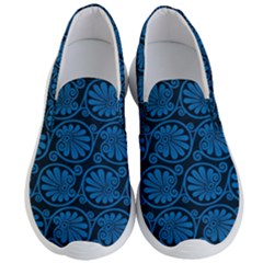 Blue Floral Pattern Floral Greek Ornaments Men s Lightweight Slip Ons by nateshop