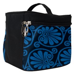 Blue Floral Pattern Floral Greek Ornaments Make Up Travel Bag (small)