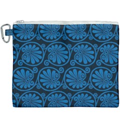 Blue Floral Pattern Floral Greek Ornaments Canvas Cosmetic Bag (xxxl) by nateshop