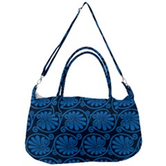 Blue Floral Pattern Floral Greek Ornaments Removable Strap Handbag by nateshop