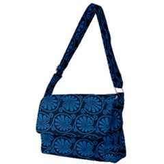 Blue Floral Pattern Floral Greek Ornaments Full Print Messenger Bag (l) by nateshop