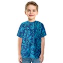 Blue Floral Pattern Texture, Floral Ornaments Texture Kids  Sport Mesh T-Shirt View1