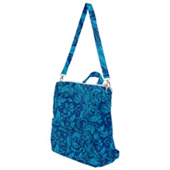 Blue Floral Pattern Texture, Floral Ornaments Texture Crossbody Backpack by nateshop