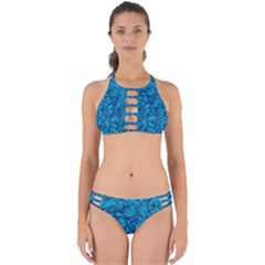 Blue Floral Pattern Texture, Floral Ornaments Texture Perfectly Cut Out Bikini Set by nateshop