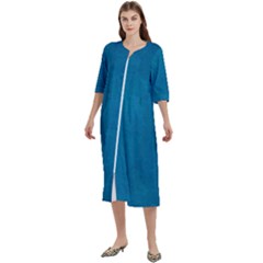 Blue Stone Texture Grunge, Stone Backgrounds Women s Cotton 3/4 Sleeve Night Gown by nateshop