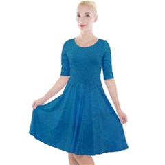 Blue Stone Texture Grunge, Stone Backgrounds Quarter Sleeve A-line Dress
